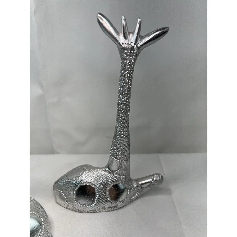 Set Of Vtg Poompuhar Indian‎ Folk Art Decorative Giraffes Silver Tone 7.5”